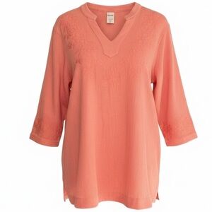 Peach Relaxed 3/4 Sleeve Tunic Top